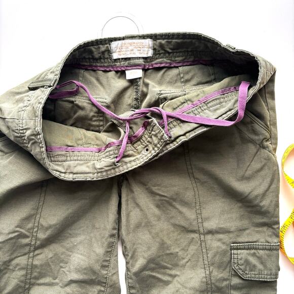 Eddie Bauer Green Cropped Cargo Pants, Rip Stop, Utility, Drawstring, Size 6 - Picture 4 of 9